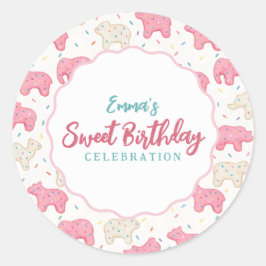 Sweet Frosted Animal Cookies Birthday Ronde Sticker