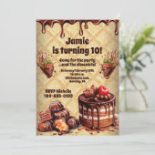 Sweet Fruit Kind's Chocolate Cake Verjaardagsfeest Kaart (Staand voorkant)