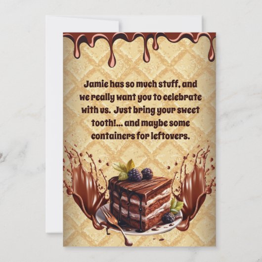 Sweet Fruit Kind's Chocolate Cake Verjaardagsfeest Kaart (Achterkant)