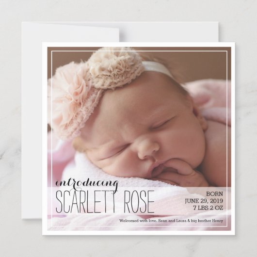 Sweet Full Photo Classic Baby Notice Magnetische Uitnodiging (Voorkant)