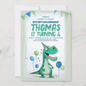Sweet Fun Dinosaurus Blauw en Groen Verjaardag Kaart (Voorkant)