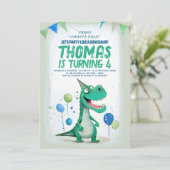 Sweet Fun Dinosaurus Blauw en Groen Verjaardag Kaart (Staand voorkant)
