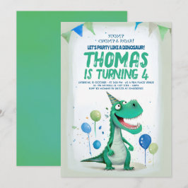 Sweet Fun Dinosaurus Blauw en Groen Verjaardag Kaart