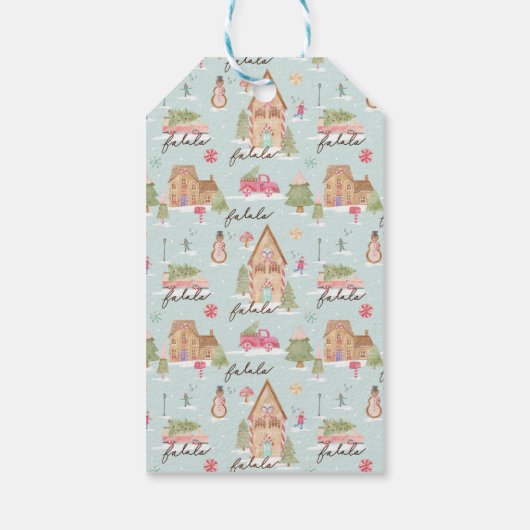 Sweet Fun Waterverf Gingerbread Snoep Town Cadeaulabel (Achterkant)