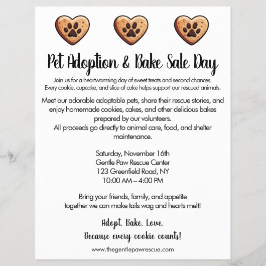 Sweet Fundraiser for Animal Rescue Flyer (Voorkant)