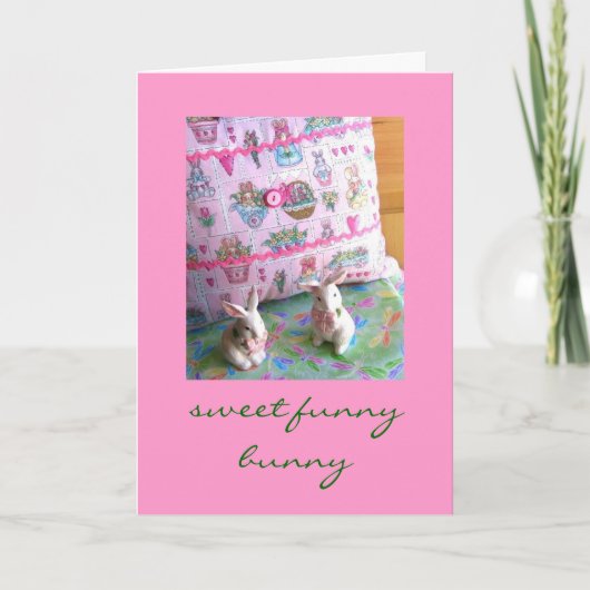 Sweet Funny Bunny Pasen en Wenskaart Feestdagen Kaart (Voorkant)