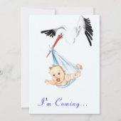 Sweet Funny Stork Baby shower Uitnodiging (Achterkant)