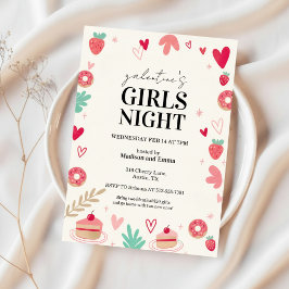 Sweet Galentines Day Invitation Donut Treats Kaart