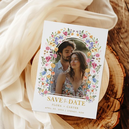 Sweet Garden Floral Arch Foto Bewaar de datum Kaart