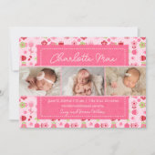 Sweet Garden Roze Baby Meisje Aankondiging (Voorkant)