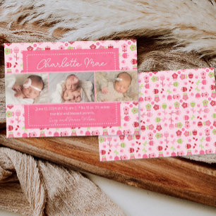 Sweet Garden Roze Baby Meisje Aankondiging