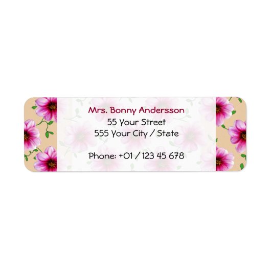 Sweet Garden Roze Dahlia Bloem op elke kleur Etiket (Voorkant)