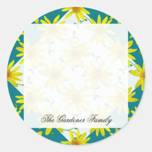 Sweet Garden Yellow Arnica Wildflower op elke kleu Ronde Sticker