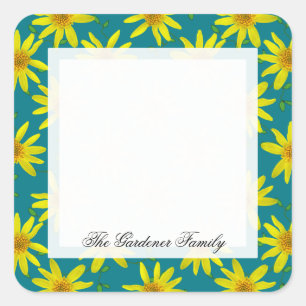Sweet Garden Yellow Arnica Wildflower op elke kleu Vierkante Sticker