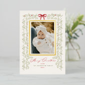 Sweet Garland Gold Painted Kerstkaart Folie Uitnodiging (Staand Voorkant)