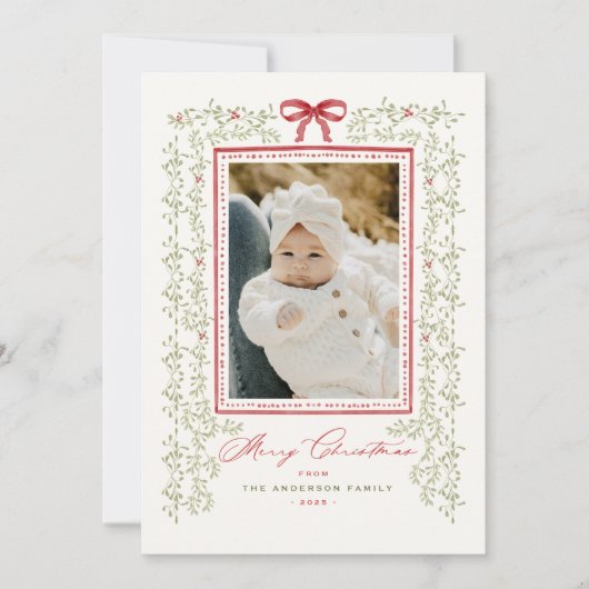 Sweet Garland Hand geschilderde kerstfotokaart Feestdagenkaart (Voorkant)