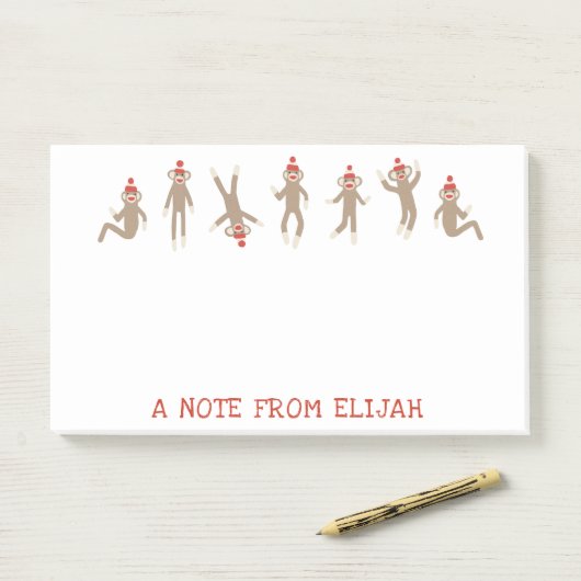Sweet & Gekke Sock Monkey op maat Post-it® Notes (Op bureau)