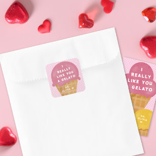 Sweet Gelato Roze Klaslokaal Valentijnsdag Vierkante Sticker