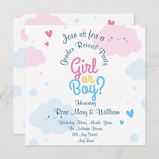 Sweet Gender Reopenbaarmakingsuitnodiging Kaart (Voorkant / Achterkant)