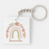 Sweet Gepersonaliseerde Boho Bloemen Regenboog Sleutelhanger (Achterkant)
