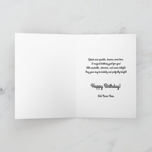 Sweet gepersonaliseerde zeemeermin verjaardag Kaar Kaart (Binnen)