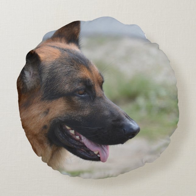 Sweet German Shepherd Dog Rond Kussen (Achterkant)