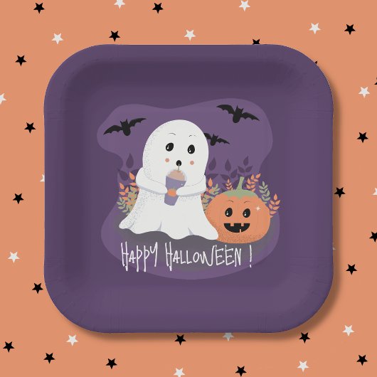 Sweet Ghost Paarse Halloween Papier Bord