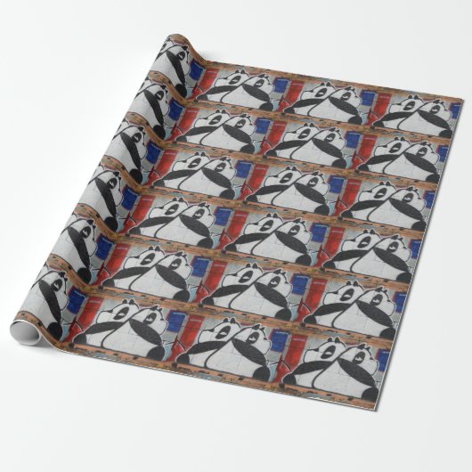 Sweet Giant Pandas Graffiti Cadeaupapier (Uitgerold)