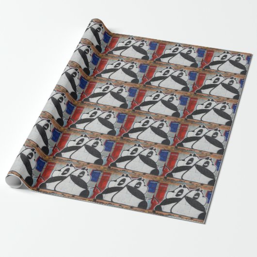 Sweet Giant Pandas Graffiti Cadeaupapier (Uitgerold)
