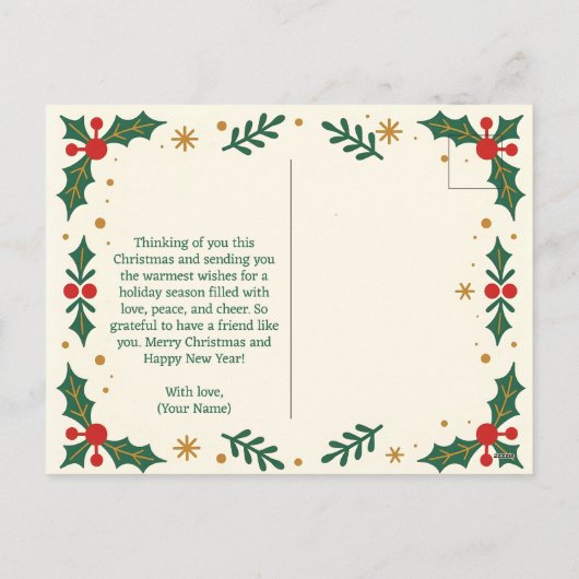 Sweet Gingerbread Cookies Holly Berries Kerstmis Feestdagenkaart (Achterkant)