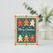 Sweet Gingerbread Familie Kerstgroet Briefkaart (Staand voorkant)