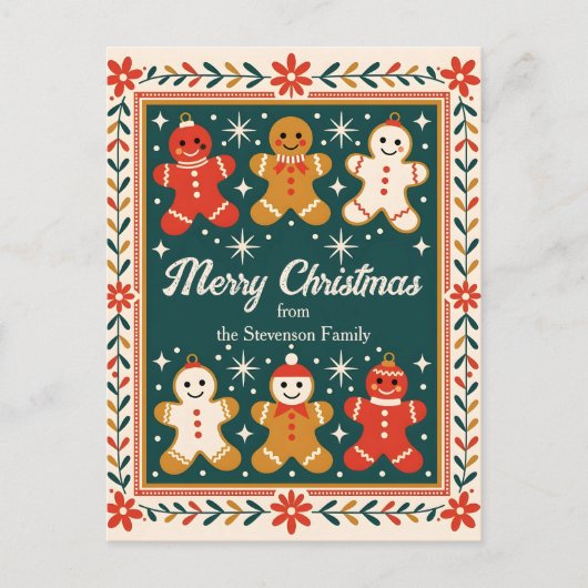 Sweet Gingerbread Familie Kerstgroet Briefkaart (Voorkant)