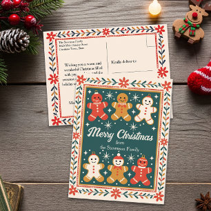 Sweet Gingerbread Familie Kerstgroet Briefkaart