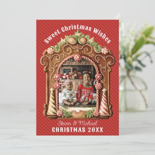 Sweet Gingerbread Foto Feestdagenkaart (Staand voorkant)