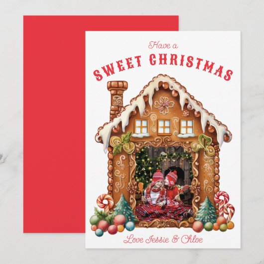 Sweet Gingerbread Foto Feestdagenkaart (Voorkant / Achterkant)