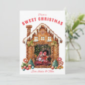 Sweet Gingerbread Foto Feestdagenkaart (Staand voorkant)