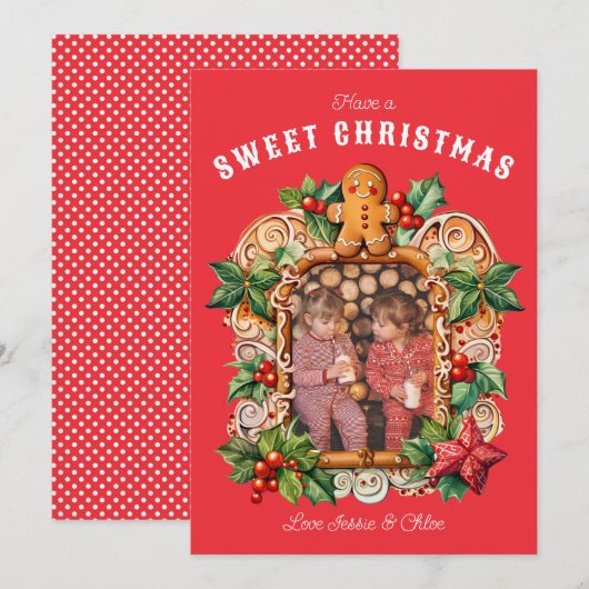 Sweet Gingerbread Foto Feestdagenkaart (Voorkant / Achterkant)