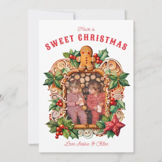 Sweet Gingerbread Foto Feestdagenkaart (Voorkant)