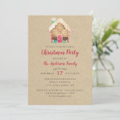 Sweet Gingerbread House Kerstfeest Uitnodiging (Staand voorkant)