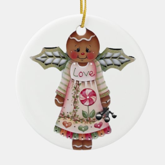 Sweet Gingerbrood Love Angel Ornament (Voorkant)