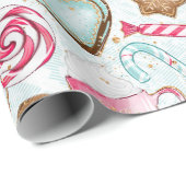 Sweet gingerbrood snoep snowglobe cadeaupapier (Rol Hoek)