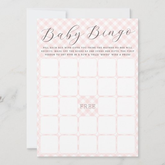 Sweet Gingham Baby Bingo Baby shower Game Kaart (Voorkant)