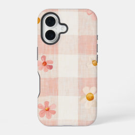Sweet Gingham Blossoms – Cottagecore telefoonhoesj iPhone 16 Hoesje