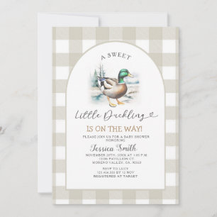Sweet Gingham Little Duckling Mallard Baby shower Kaart