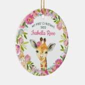 Sweet Giraffe Baby's eerste kerstOrnament Keramisch Ornament (Rechts)