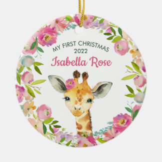 Sweet Giraffe Baby's eerste kerstOrnament Keramisch Ornament