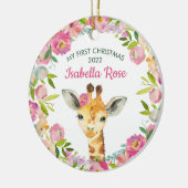 Sweet Giraffe Baby's eerste kerstOrnament Keramisch Ornament (Links)