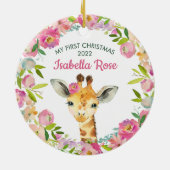 Sweet Giraffe Baby's eerste kerstOrnament Keramisch Ornament (Achterkant)