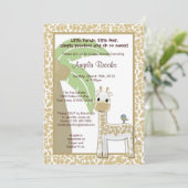 Sweet Giraffe Birdie Baby shower Uitnodiging (Staand voorkant)