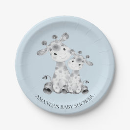 Sweet Giraffe Boys Baby shower 7" Bord